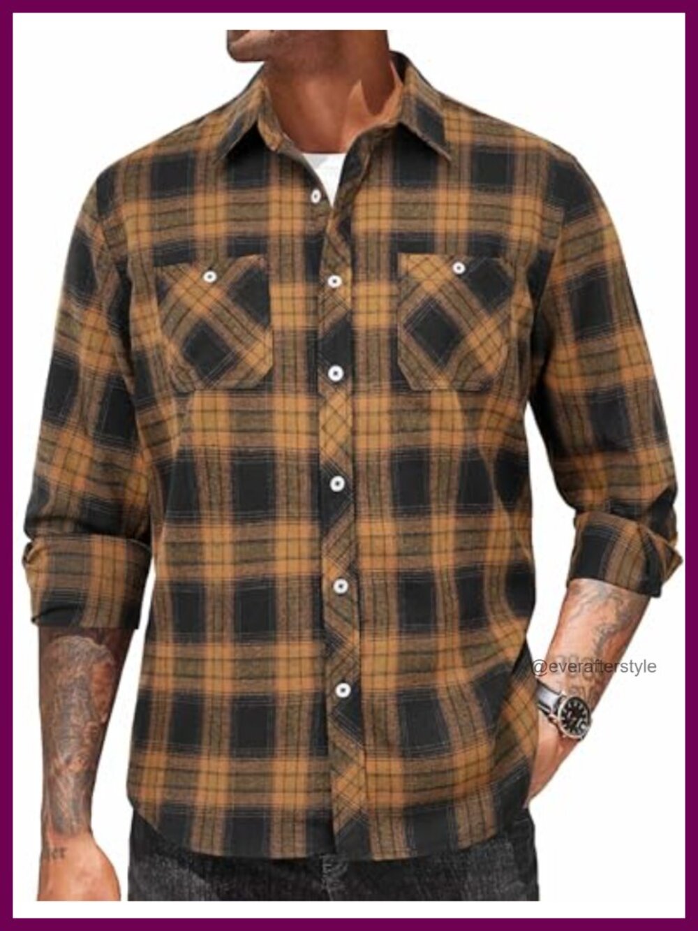 Men's Cotton Plaid Flannel Shirt Long Sleeve Button Down Casual